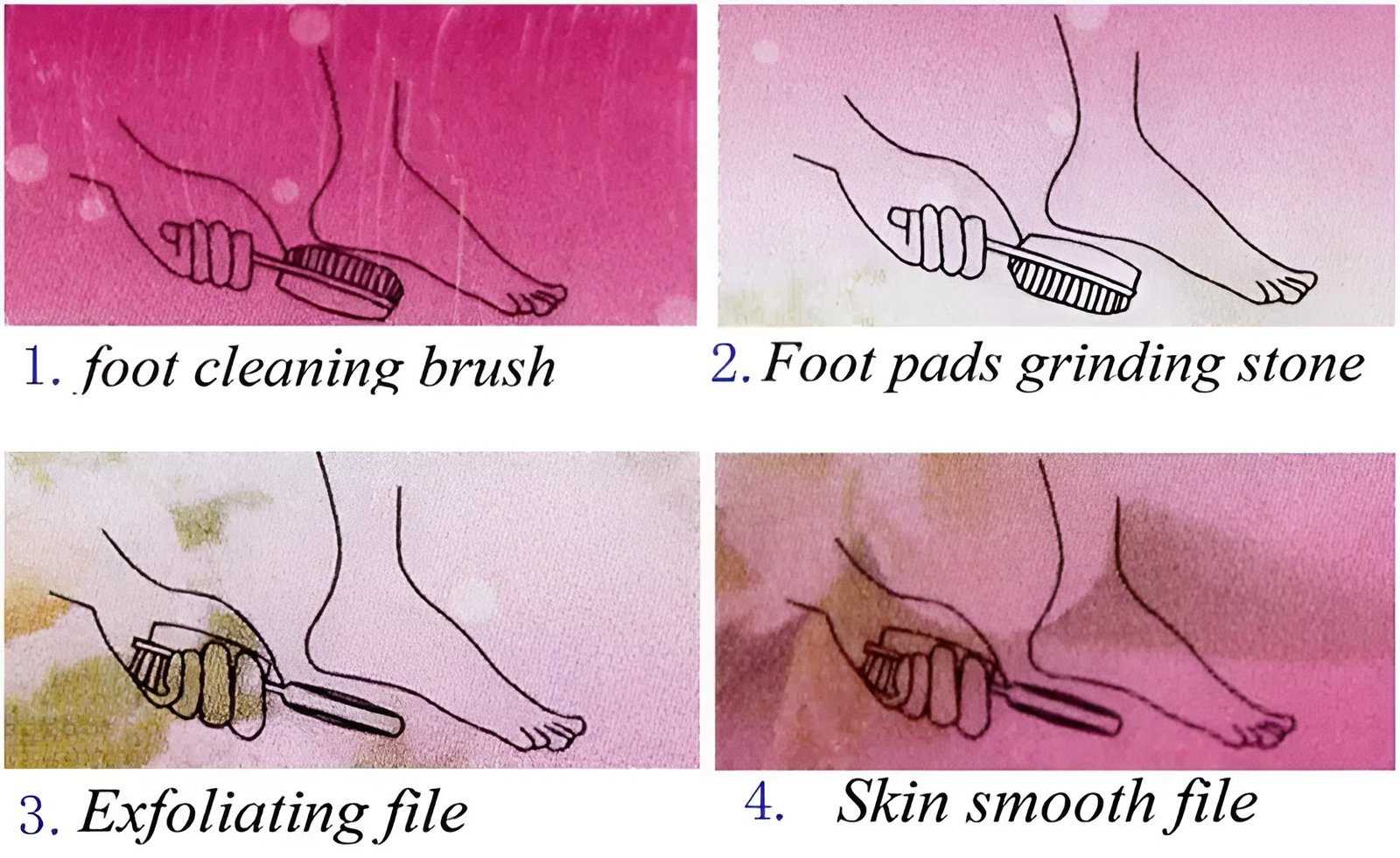 4 In 1 Foot Scrubber | Multi Use Pedicure Paddle Brush - 4 Step Pedicure Cleanse, Scrub, File And Buff (Random… - Image 2