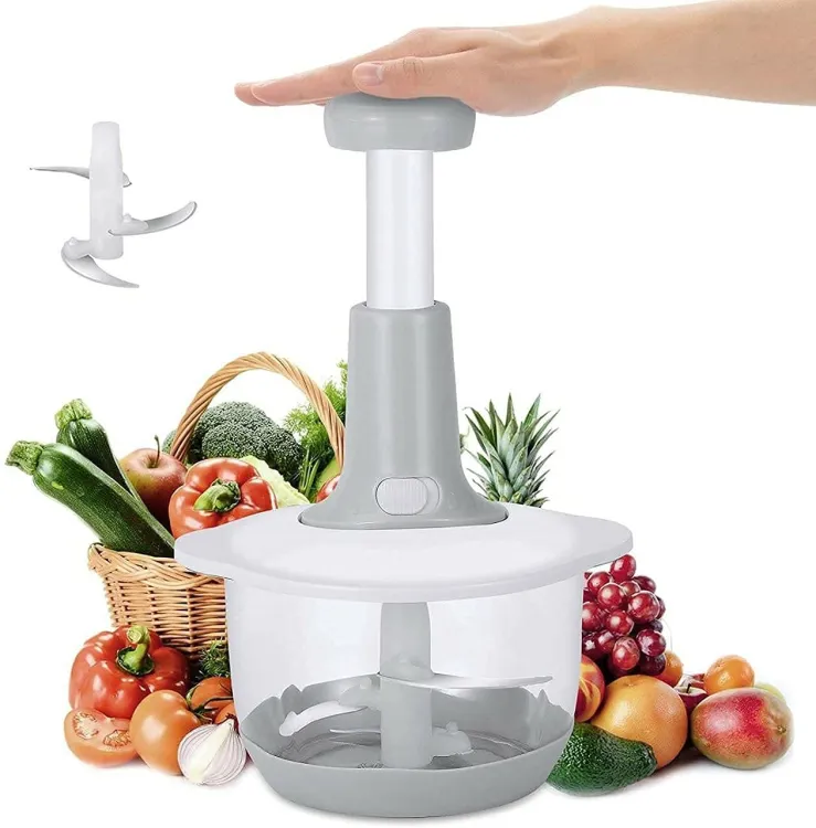 Manual Hand Push Chopper | Multi - functional Vegetable Meat Grinder, Grater, Chopper - 1.5 Liter (Random Color) - Image 2