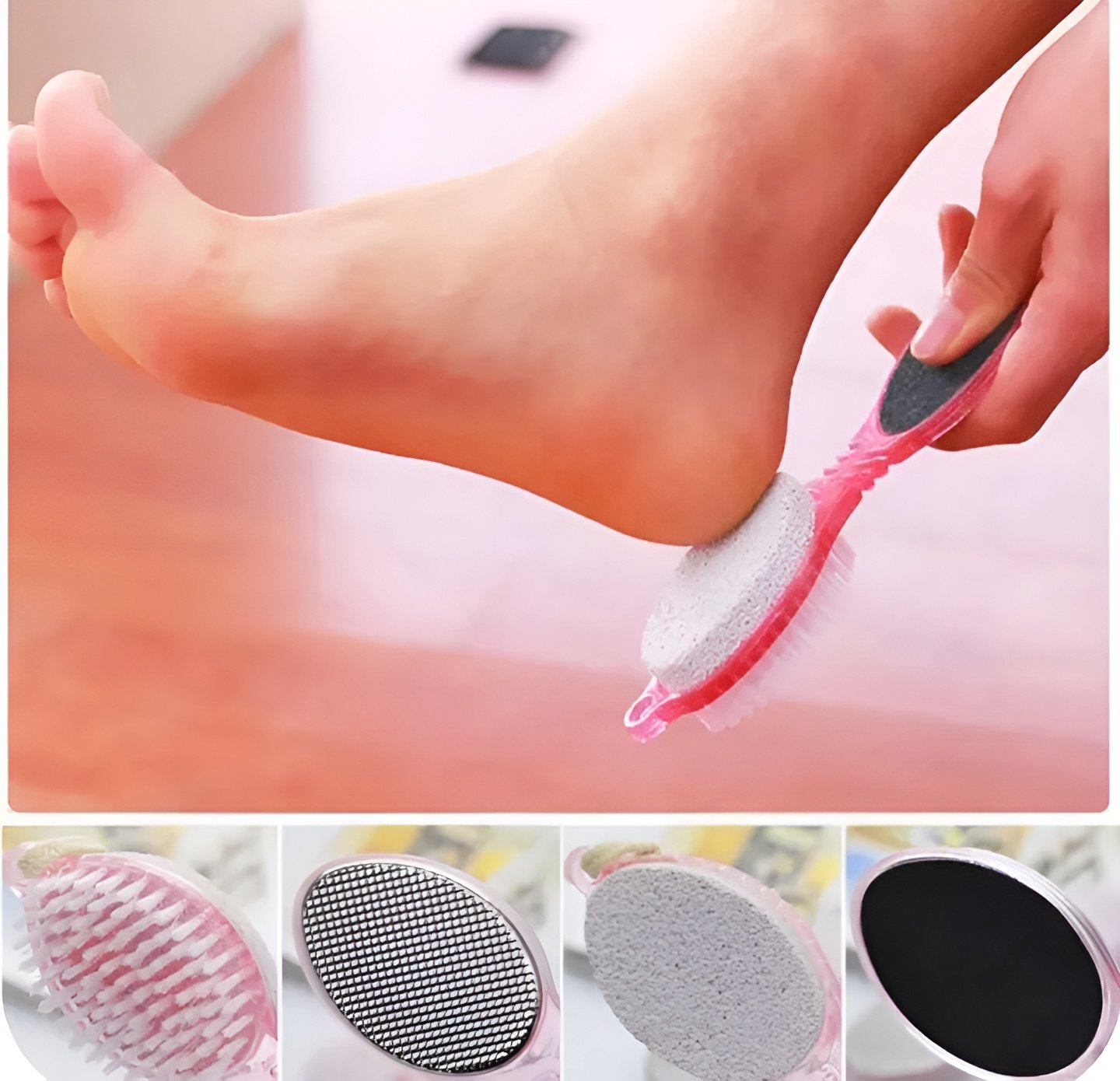 4 In 1 Foot Scrubber | Multi Use Pedicure Paddle Brush - 4 Step Pedicure Cleanse, Scrub, File And Buff (Random… - Image 4