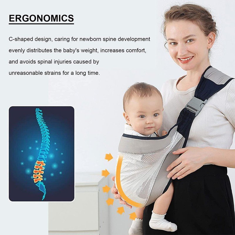 Baby Carrier, Ergonomic Baby Strap one Shoulder Labor - Saving Polyester Baby Half Wrapped Sling (Random Color) - Image 2