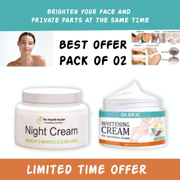Pack Of 02 | The Health Healer Night Cream 50 ml And Whitening Cream 30ml for Private Areas & Private Part…