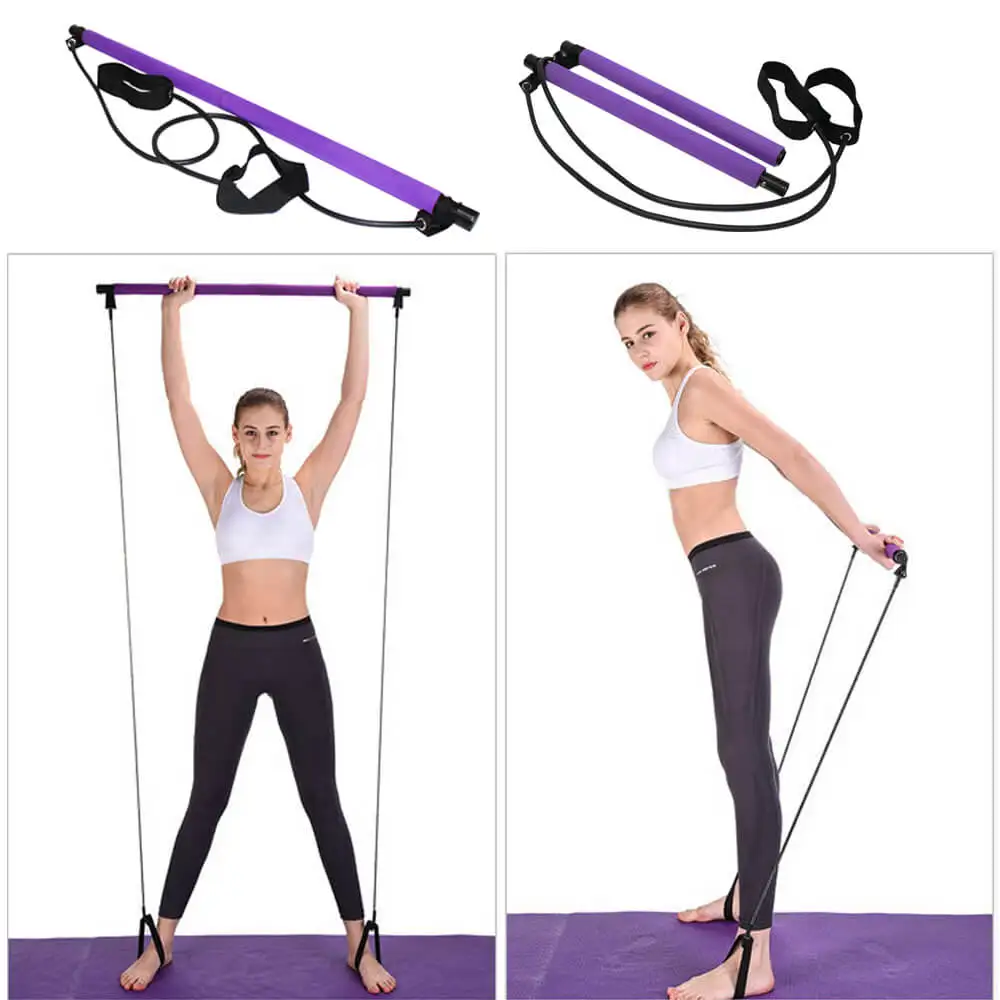Portable Pilates Studio Yoga Gym Exercise Resistance Band Elastic Home Pilates Bar Stick Fitness Rope(Random… - Image 2