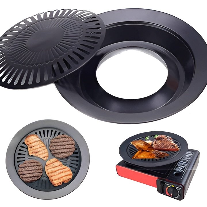 Non Stick Grill BBQ 32cm / BBQ Grill Frying Pan Non - Stick Korean Traditional Cast Iron Grill Pan - Image 3