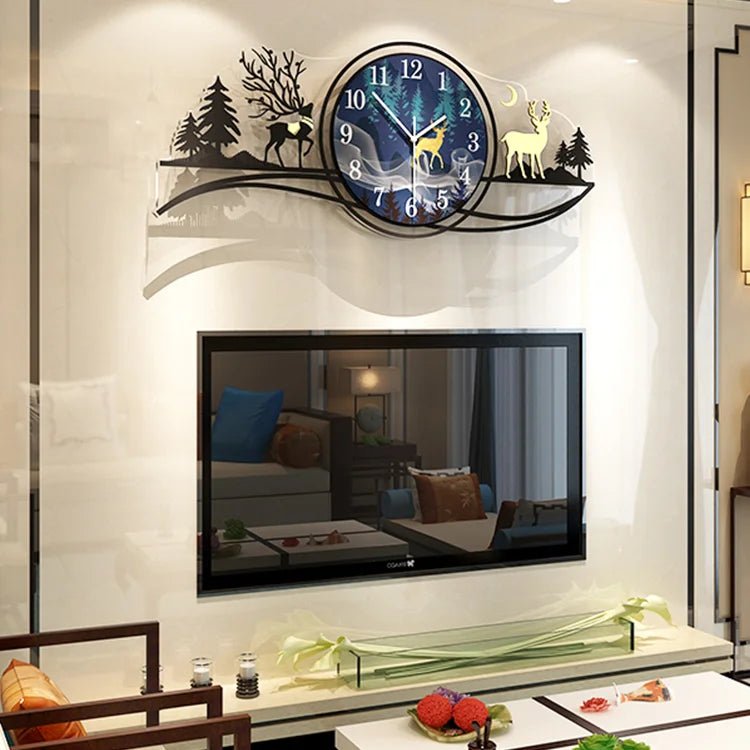 Forest Figure Deer Blue Jungle Clock Wall Clock, Fancy Clocks For Bedroom and Drawing Room - Image 5
