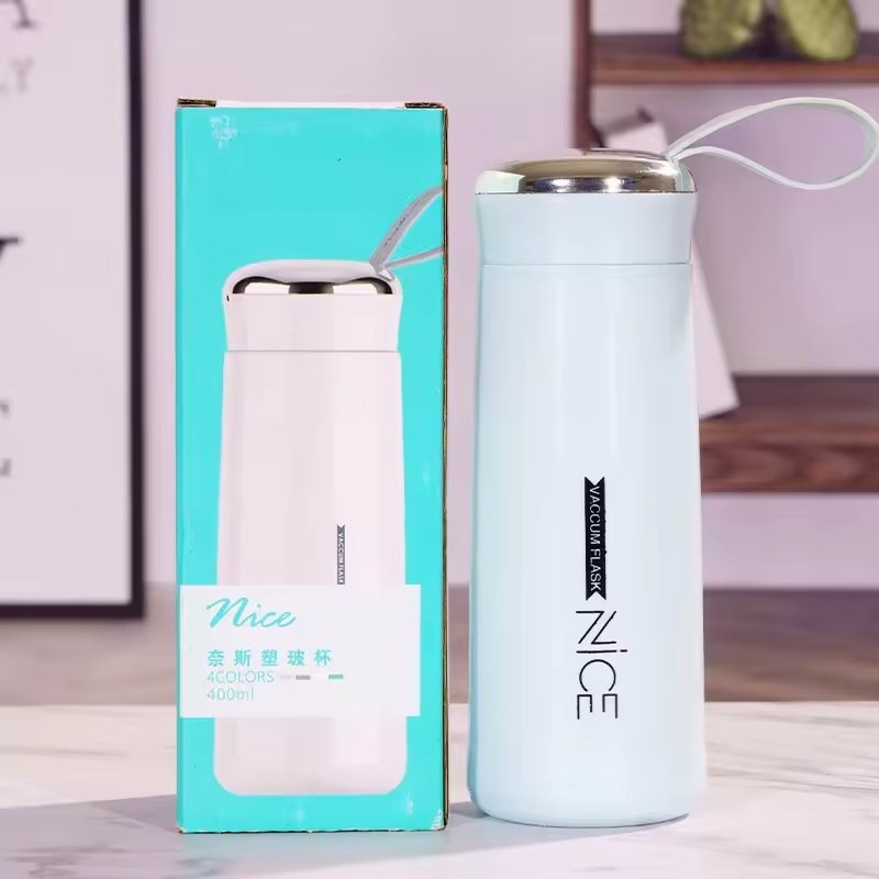Nice Glass Bottle Water Mini Flask Bottle With Vaccum Flask And Loop Temperature Resistant,400ml (random Colors) - Image 2