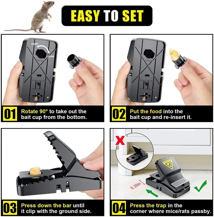 Heavy Duty Plastic Mouse Trap Mice Catcher Reusable Washable Easy Effective - Image 2