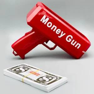 Rain Money Gun_ Paper Playing Spray Money Toy Gun_, Prop Money Gun(red color)