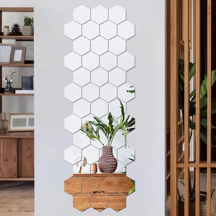 (pack of 12) 3d acrylic Hexagon Simple Mirror - Surface Geometric DIY Art Mural for Home Decoration Wall - Image 5