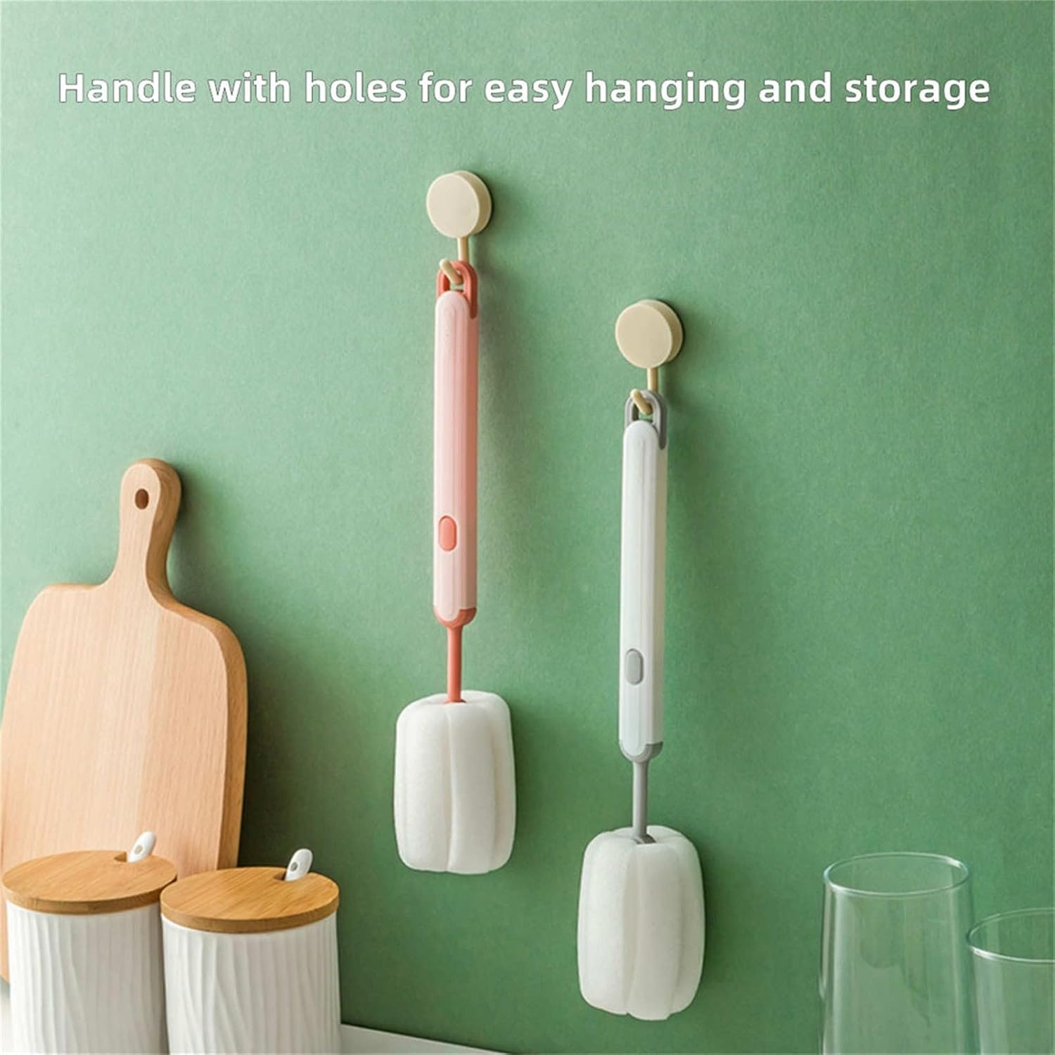 Long Handle Cup Cleaner Brush - Sponge Bottle Cleaner Brush for Cups, Water Bottles ( Random Color) - Image 4