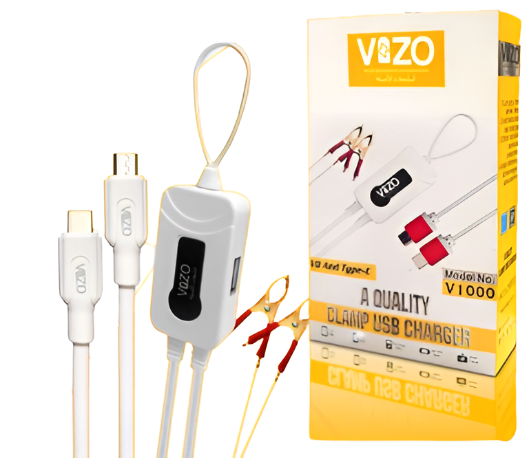 4 in - 1 Charger V1000 CLAMP USB Charger | Data Charging Cable for android mobile phones - Image 2