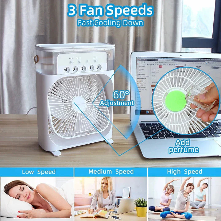 Mist fan | Portable Cooling Fan - 11inch | USB Electric Fan with LED Night Light, Fine Mist Water, and Humidifier… - Image 3