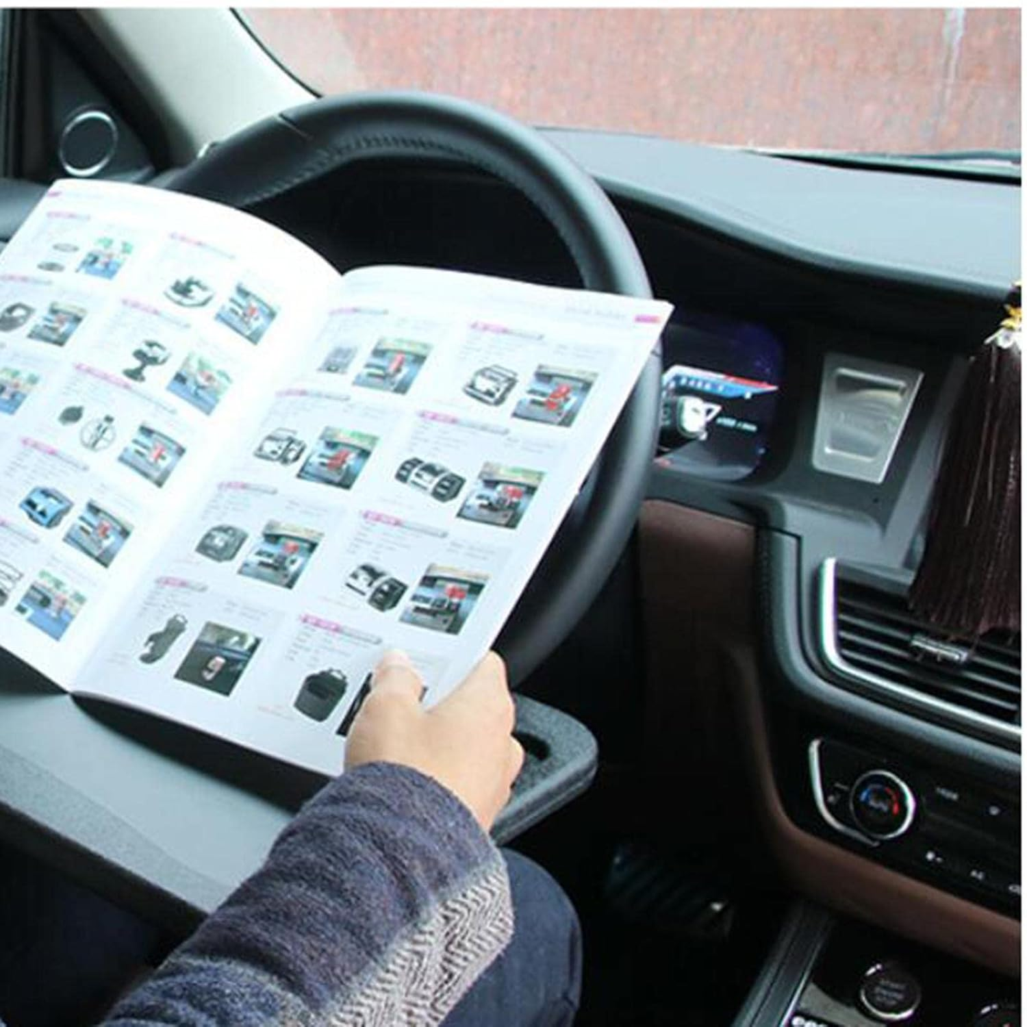 Portable Car Steering Wheel Tray - Multi functional Wheel Desk for Laptop Notebook and Food Steering Wheel Tray - Image 2