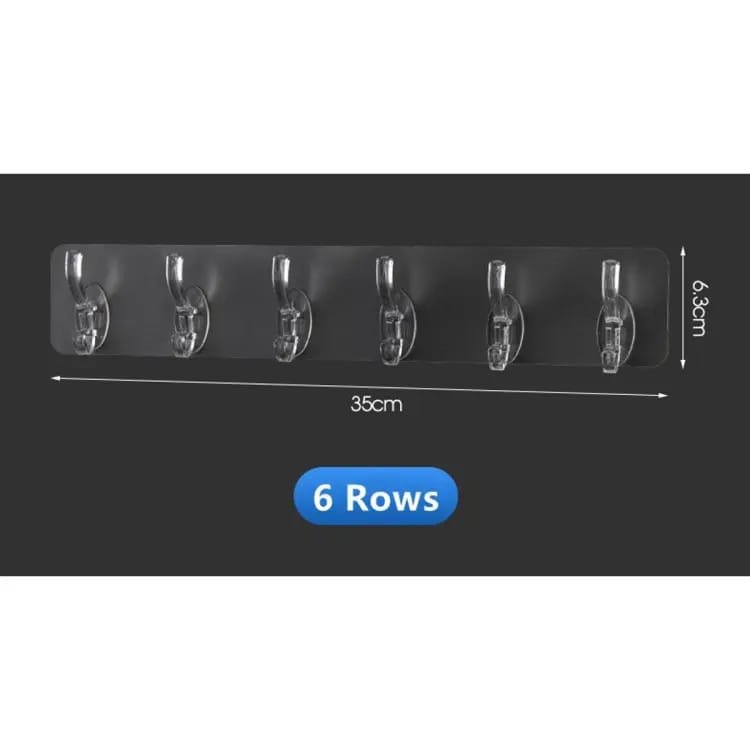 6 Row Transparent Wall Hooks Self Adhesive Clothes Coat Door Hanger Towel Key Holder Bathroom Kitchen Storage… - Image 2