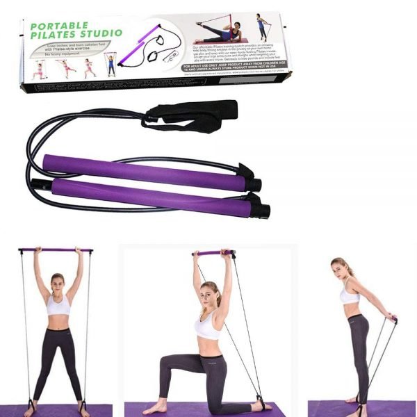 Portable Pilates Studio Yoga Gym Exercise Resistance Band Elastic Home Pilates Bar Stick Fitness Rope(Random… - Image 3