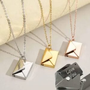 Love Letter Envelop Pendent For Girls - Golden Color