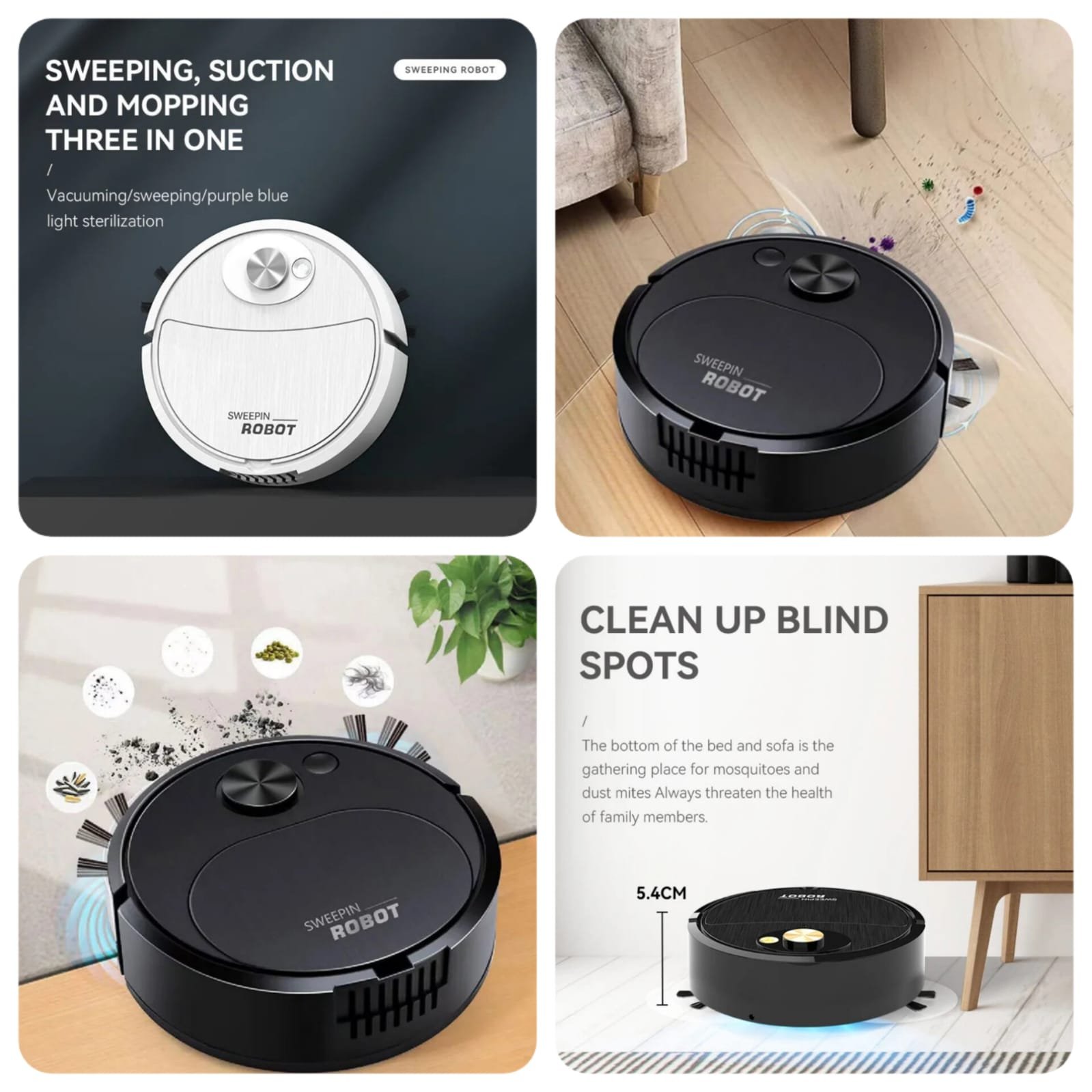 Portable Mini Wireless Smart Sweeping Robot Mopping 3 In1 Rechargeable Cleaning Machine Vacuum Cleaner For Home…