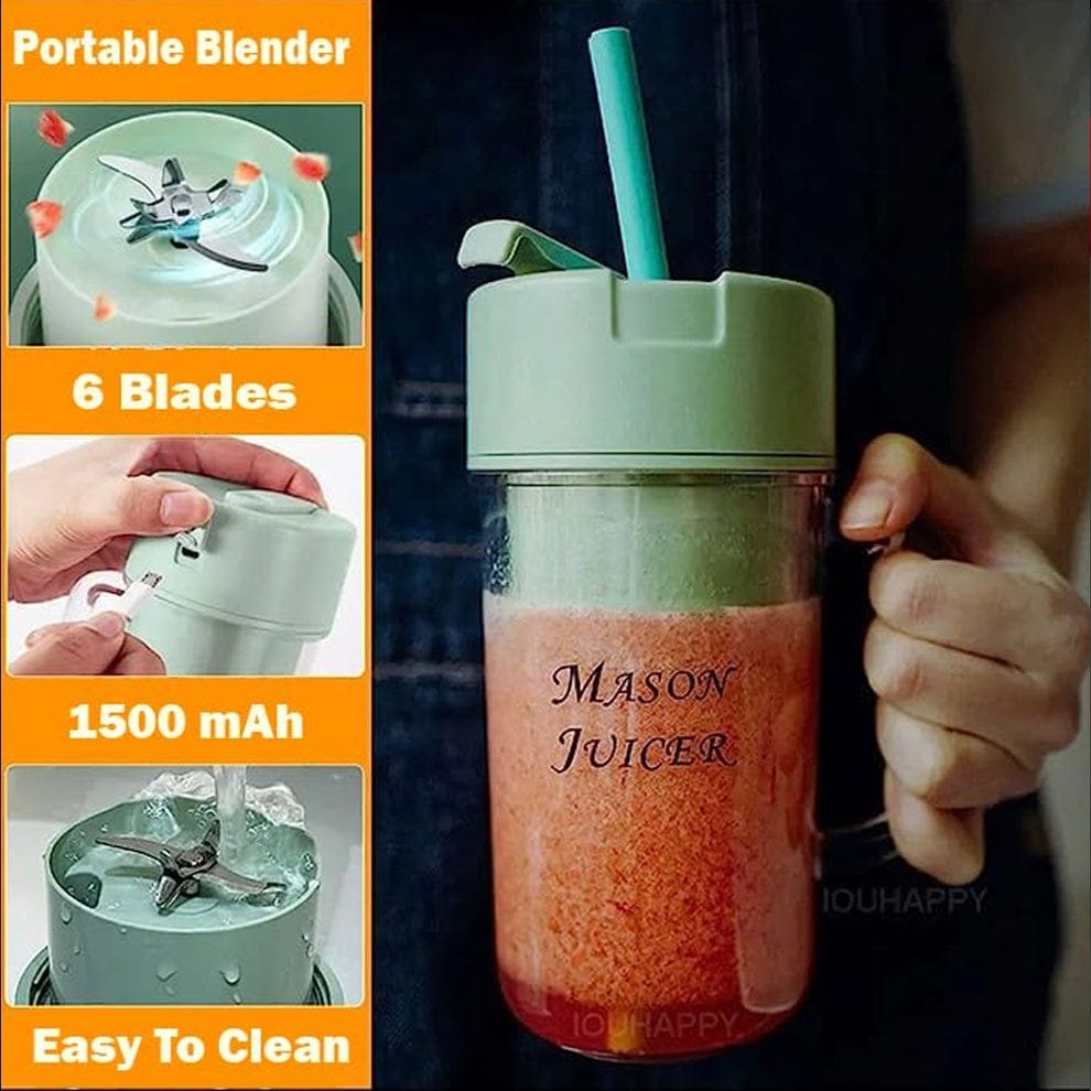 Mason Portable Mini juicer Blender With Straw Cup | Juicer Portable Outdoor Juicing Cup | Home Mini Cordless… - Image 5