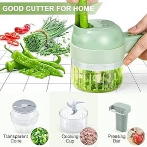 4 in 1 Handheld Electric Vegetable Cutter Wireless Food Processor for Garlic Pepper Chili Onion Celery Ginger Meat…