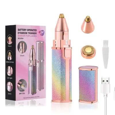 2 In 1 Hair Remover Chargeable , Multi Attractive Color With USB Charging Cable And Cleaning Brush - Image 3