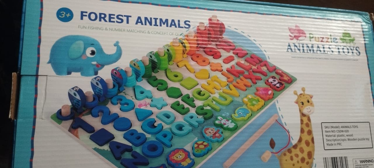 6 in1 Wooden Educational Puzzle & Sorting Board Toy For Kids - Image 2