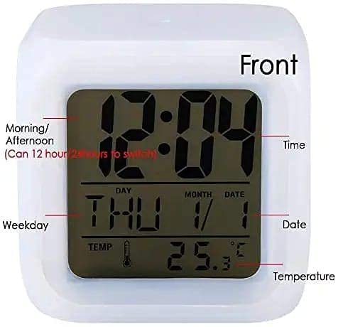Creative Alarm Clock Sublimation LED Digital Clock 7 Color Changing Light Night Glowing Kids Desk Clock - Image 4