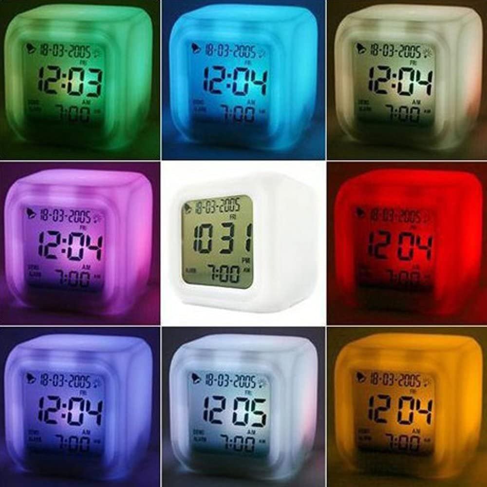 Creative Alarm Clock Sublimation LED Digital Clock 7 Color Changing Light Night Glowing Kids Desk Clock - Image 5