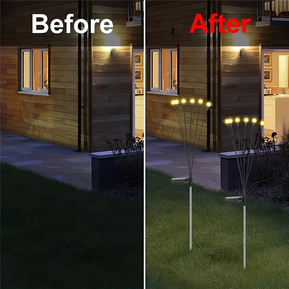 10 Lights - LED Solar Powered Firefly Light Outdoor Waterproof Solar Garden Light Decorative Swaying Wind Dancing… - Image 2
