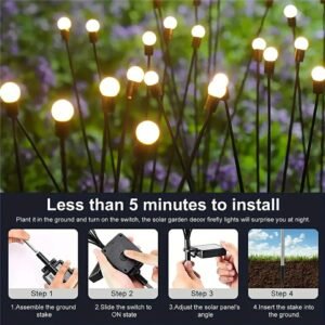 10 Lights - LED Solar Powered Firefly Light Outdoor Waterproof Solar Garden Light Decorative Swaying Wind Dancing…