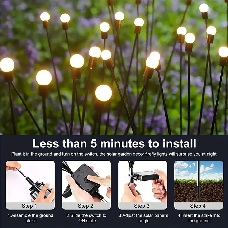 10 Lights - LED Solar Powered Firefly Light Outdoor Waterproof Solar Garden Light Decorative Swaying Wind Dancing…
