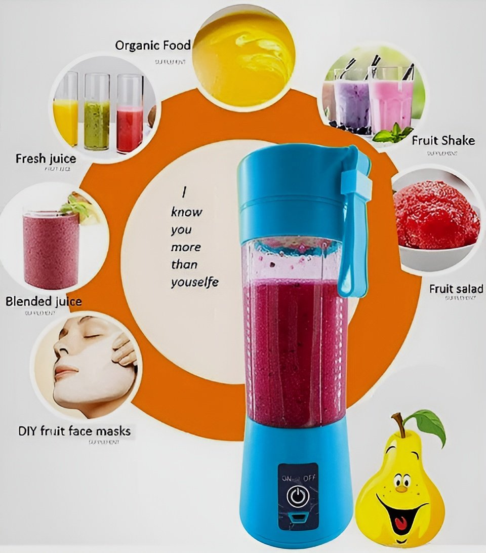 Portable Mini 6 blade Juicer blender | Outdoor Juicing Cup (380ml) - Rechargeable (Random Color) - Image 4