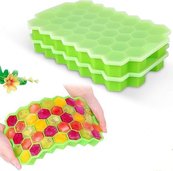 Silicone Ice Tray With Plastic Cover Cap | Push Pop Out Round Mini Ice Cube Trays - (1 PC) (random Color) - Image 4