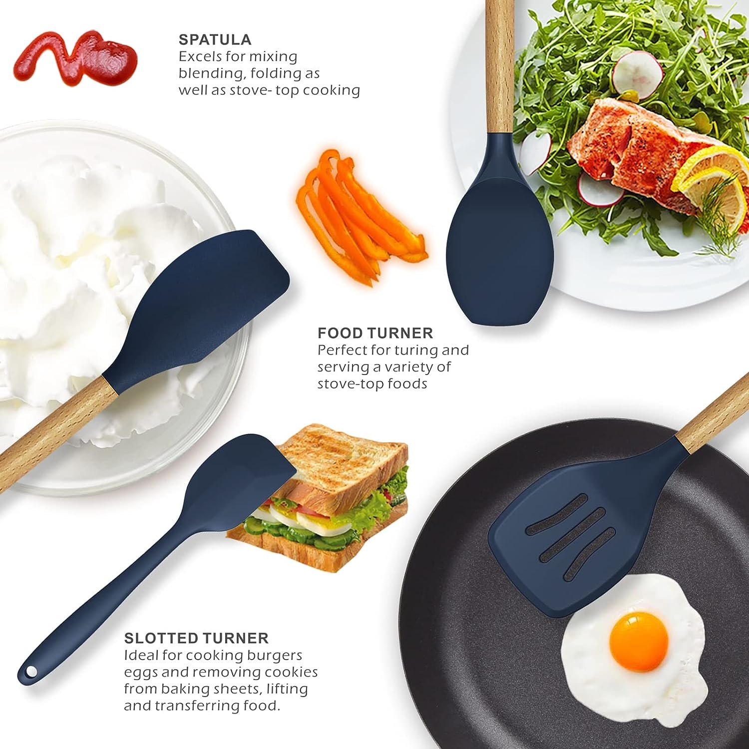 12 Pcs Silicone Cooking Utensils Kitchen Utensil Set | Heat Resistant Kitchen Non toxic Spatula Set with Turner… - Image 3