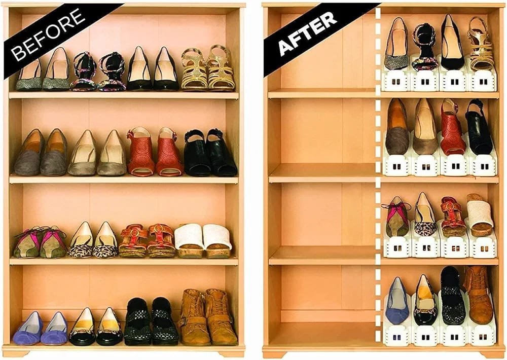 Pack of 2 Double Layer Adjustable Shoe Bracket Storage Shoe Rack | 2 In 1 Foldable Shoe Holder Space Saving… - Image 3