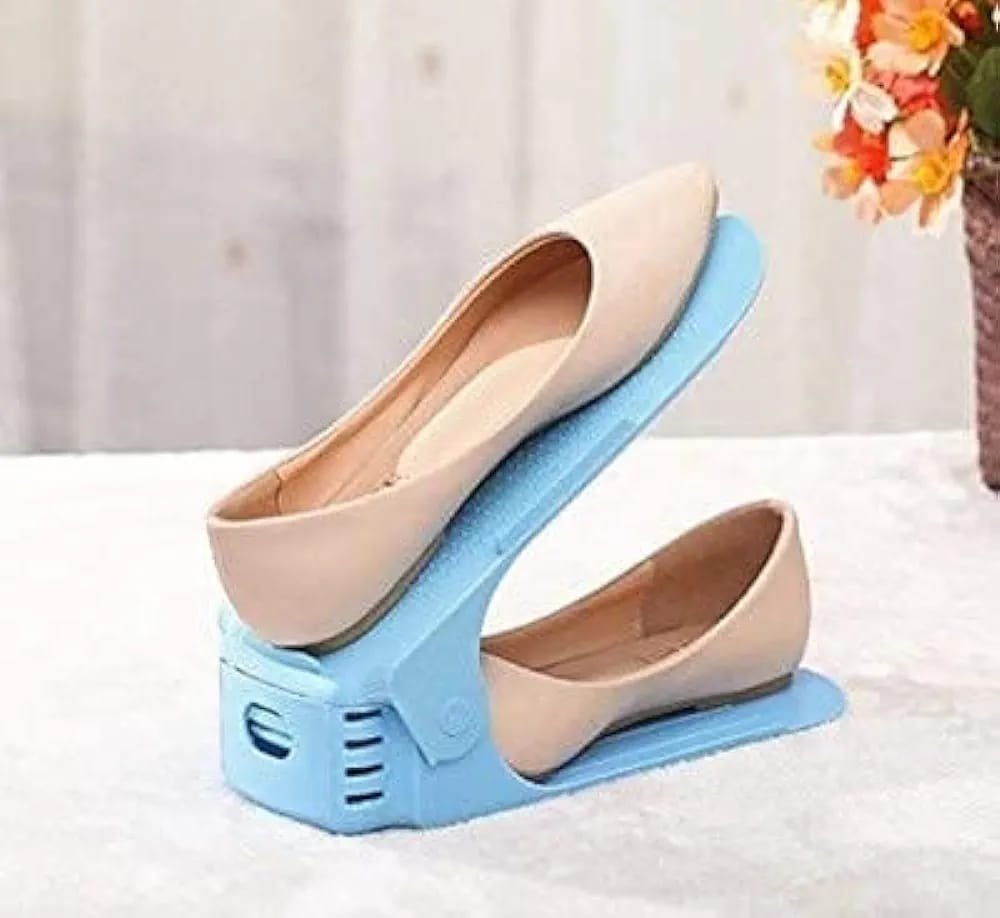 Pack of 2 Double Layer Adjustable Shoe Bracket Storage Shoe Rack | 2 In 1 Foldable Shoe Holder Space Saving… - Image 2