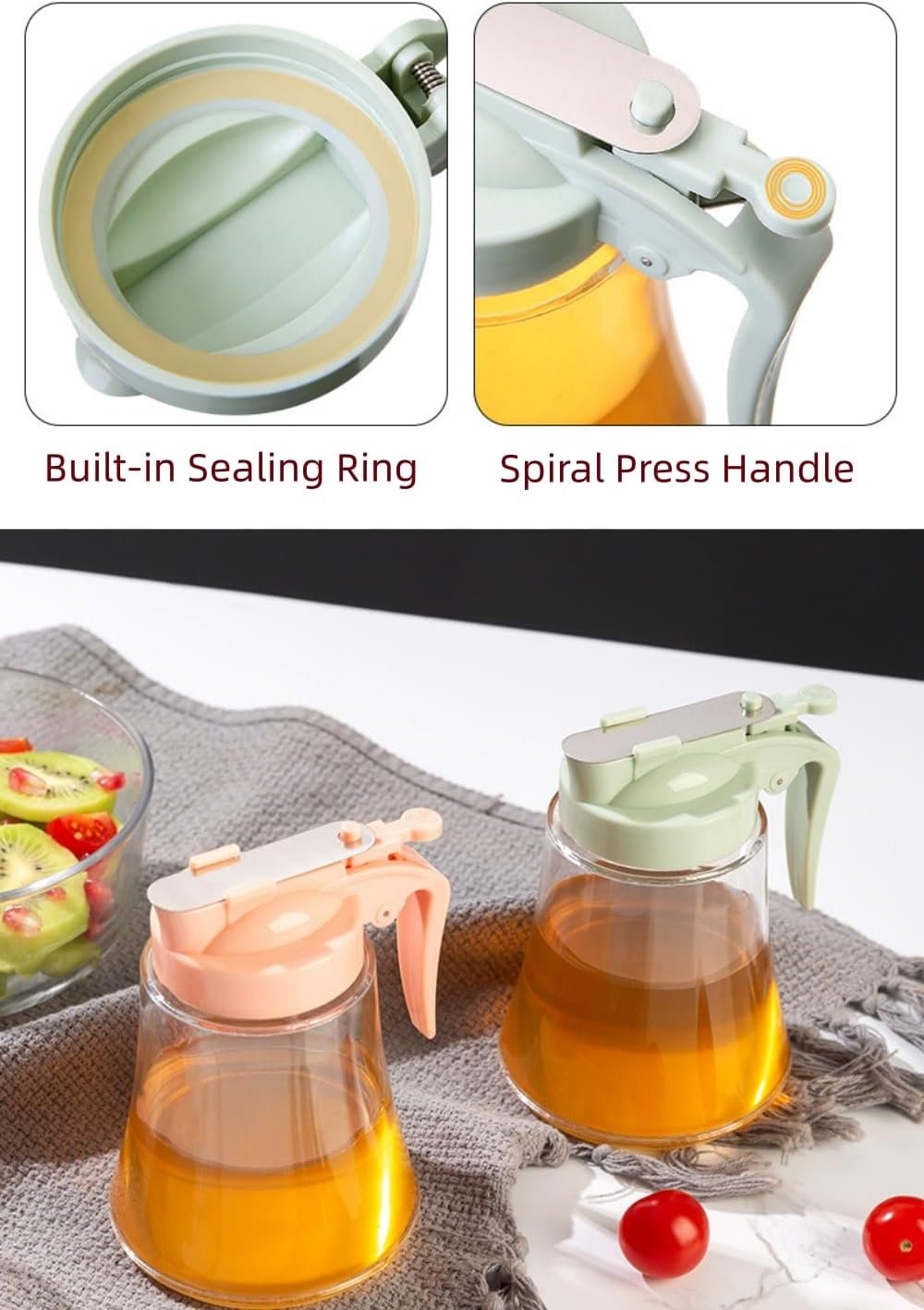 Honey Dispenser No Drip - Easy Squeeze Syrup Dispenser Bottle for Efficient Serving, Honey Squeeze Jar for Kitchen… - Image 2