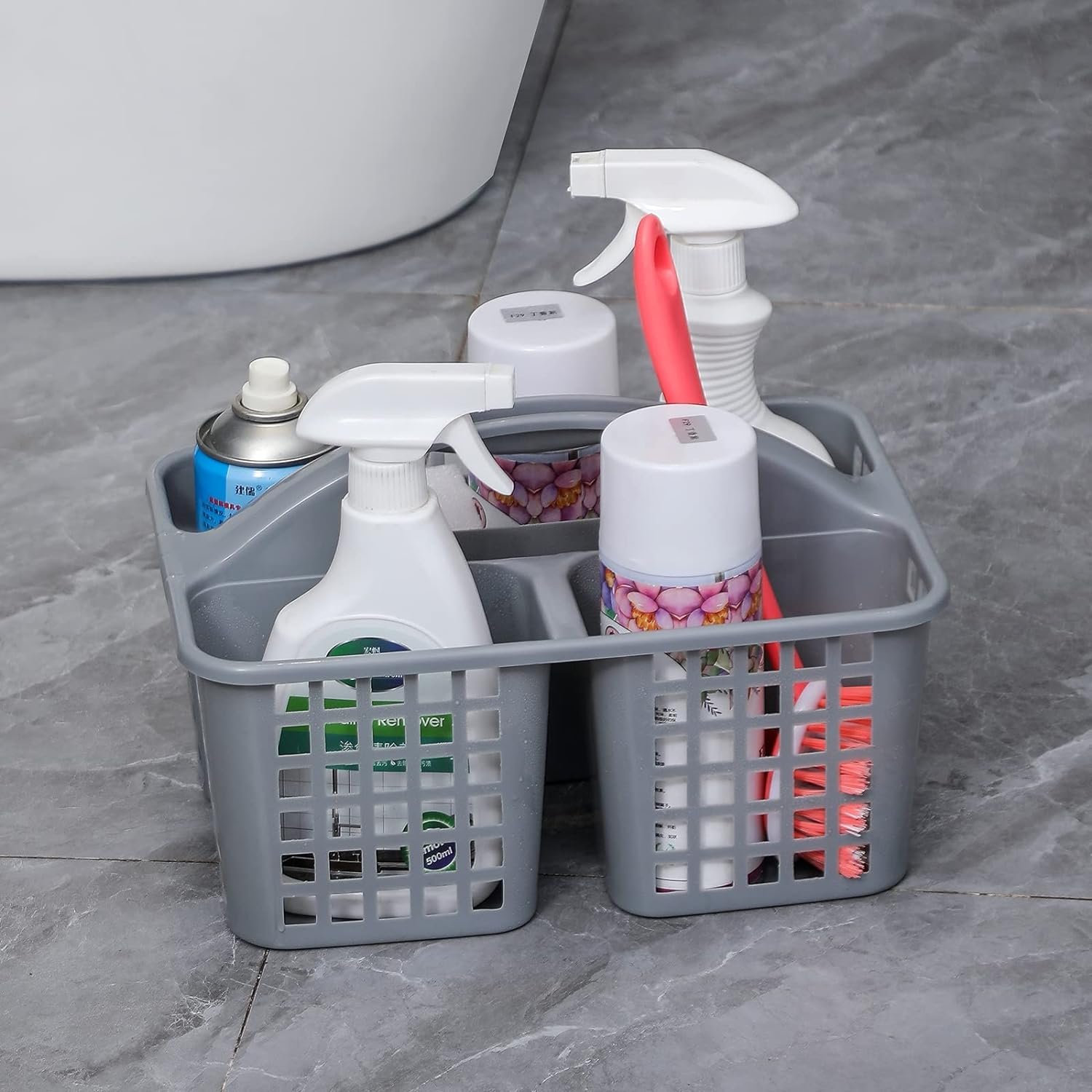 Plastic Bathroom Basket Kitchen Sink Basket Shower Caddy Basket with Compartments,(random color ) - Image 4