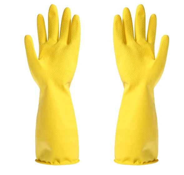 Silicone Washing Full Finger Gloves For Home & Kitchen (Random Colors)