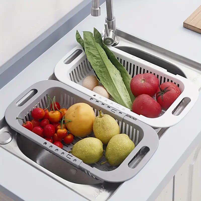 Kitchen Plastic Dish Drainer and Drying Rack Sink Basket for Washing Bowls Utensils Vegetables Fruits Storage… - Image 3