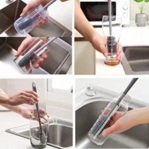 1 pcs Silicone Feeder Bottle Brush Glass Brush Cup Brushes Long Handle | Silicone Bottle Cleaning Brush With Long…