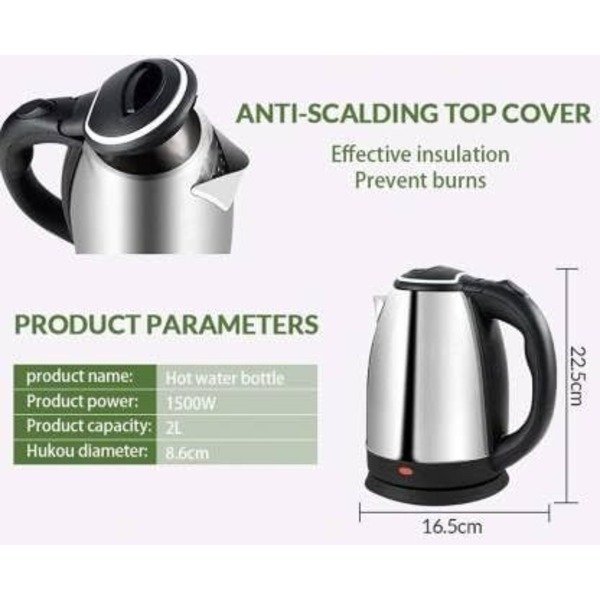 Premium Quality Electric Kettle 2.0 Liter (Silver) - Image 3