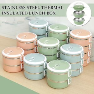 Multi - Layer Heat Preservation Stainless Steel Leakproof Lunch Box Food Container(random color)