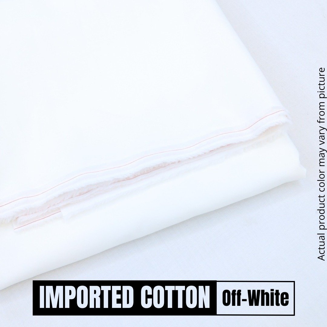 2 Piece OFF WHITE UNSTITCHED FABRIC Gents Cotton