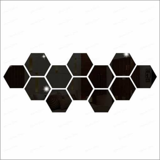 (pack of 12) 3d acrylic Hexagon Simple Mirror - Surface Geometric DIY Art Mural for Home Decoration Wall