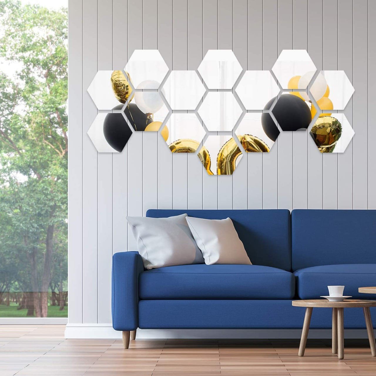 (pack of 12) 3d acrylic Hexagon Simple Mirror - Surface Geometric DIY Art Mural for Home Decoration Wall - Image 2
