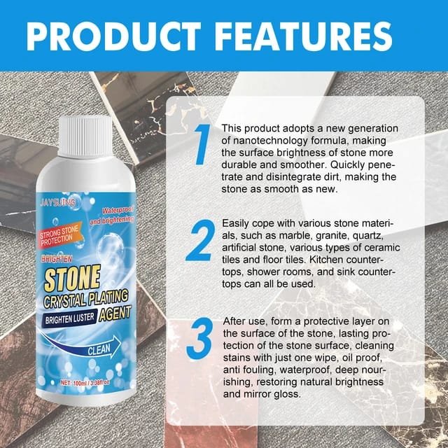 Stone crystal Agent Cleaner, Marble Cleaner and Polish, Universal Stone Cleaner(Tile cleaner) 250ml