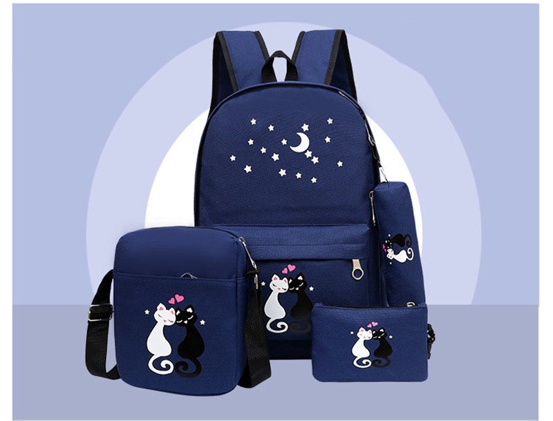 4 - Piece School Bag Set/ backpack Children School Bags For Girls Boys Canvas School Bag Fashion Kids - Image 3