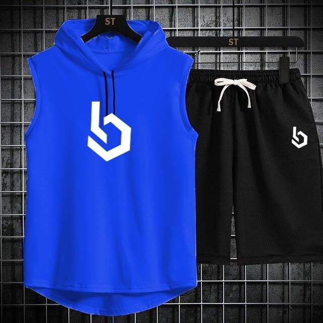 Firangi | Sign gym Summer Sleeveless Hooded Tracksuit For Men's (Tshirt + Shorts ) - Image 3