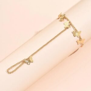 Beautiful Butterfly Hand Charm Bracelet for Girls - Elegant Alloy Bracelet (Golden & Silver)