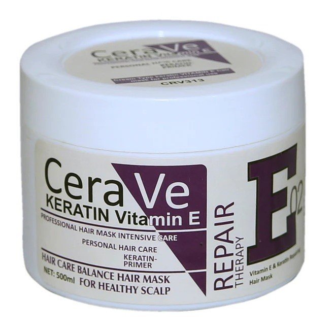Cera Ve Keratin Vitamin E Repair Therapy E02 Hair Mask - 500ml | Deep Hair Repair Solution - Image 3