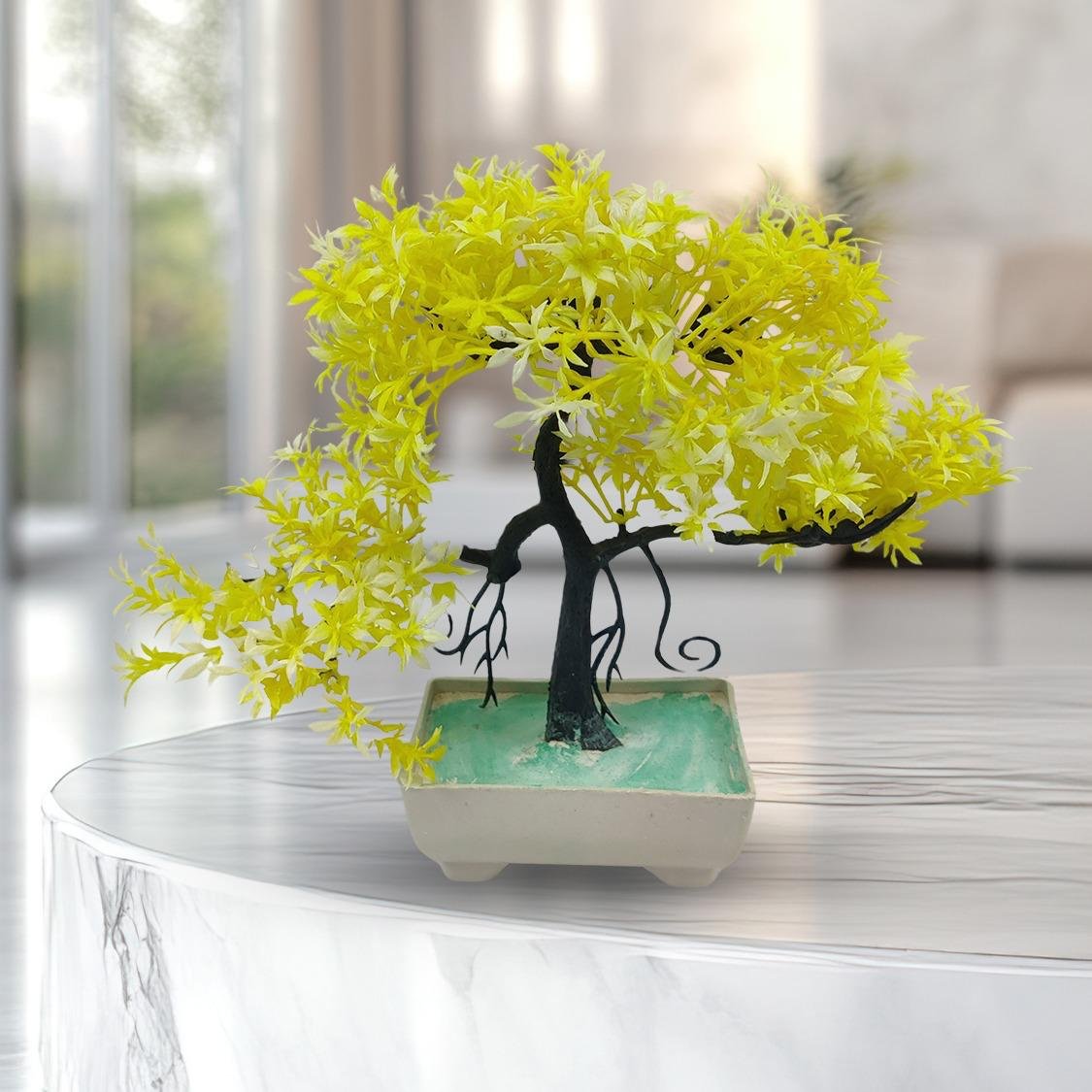 Pack Of 3 Bonsai Trees, ( Green, Yellow, Orange ) Room Decor Bonsai Tree for Home Bedroom Farmhouse Office Desk… - Image 2